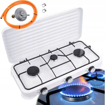 Turistický vařič Campingový plynový vařič se 3 hořáky + redukce pro malou plynovou láhev