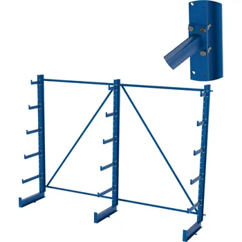 Dílenský regál Výškově nastavitelný svařovaný konzolový regál, jednostranný, stromečkový, 2000×2700×635 mm