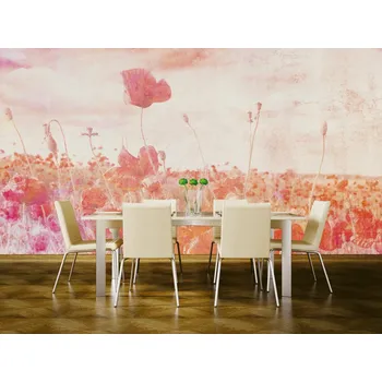 Fototapeta DIMEX | Samolepicí vliesová fototapeta na zeď Abstrakt vlčí máky MA-5-0368 | 375 x 250 cm | červená, růžová + Samolepicí vliesová fototapeta na stěnu DIMEX Abstrakt vlčí máky MA50368 v rozměru 375 x 250 cm