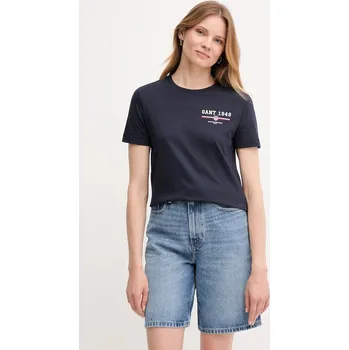 Dámské tričko Bavlněné tričko Gant dámské, tmavomodrá barva, 4201554 59X, vel. M