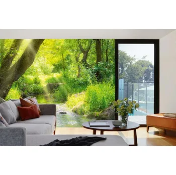 Fototapeta DIMEX | Samolepicí vliesová fototapeta na zeď Potok v tropickém lese MA-5-1613 | 375 x 250 cm | zelená, hnědá + Samolepicí vliesová fototapeta na stěnu DIMEX Potok v tropickém lese MA51613 v rozměru 375 x 250 cm