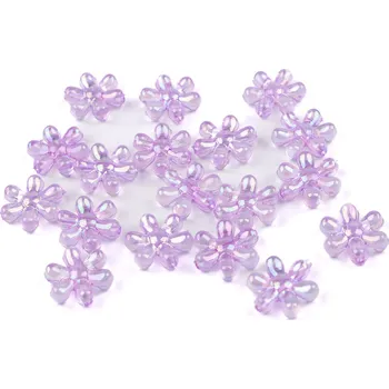 Korálek Plastové korálky s AB efektem květ Ø17 mm Balení: 10 g, Varianta: 5 fialová lila - 8596475285209