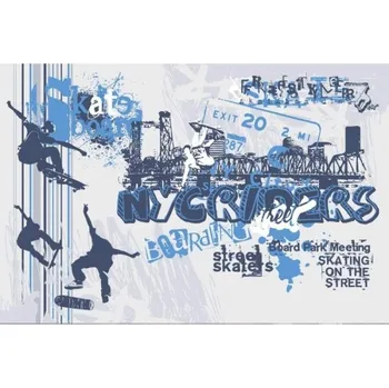 Fototapeta DIMEX | Samolepicí vliesová fototapeta na zeď Skate MA-5-0313 | 375 x 250 cm | modrá, šedá + Samolepicí vliesová fototapeta na stěnu DIMEX Skate MA50313 v rozměru 375 x 250 cm