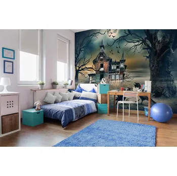 Fototapeta DIMEX | Samolepicí vliesová fototapeta na zeď Děsivý dům MA-5-1255 | 375 x 250 cm | modrá, černá, hnědá, šedá + Samolepicí vliesová fototapeta na stěnu DIMEX Děsivý dům MA51255 v rozměru 375 x 250 cm