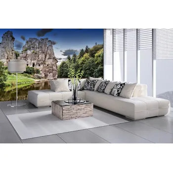 Fototapeta DIMEX | Samolepicí vliesová fototapeta na zeď Pískovcová skála MA-5-1829 | 375 x 250 cm | zelená, modrá, šedá + Samolepicí vliesová fototapeta na stěnu DIMEX Pískovcová skála MA51829 v rozměru 375 x 250 cm