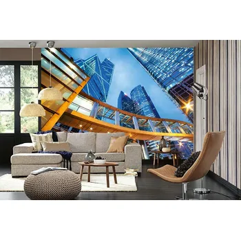 Fototapeta DIMEX | Samolepicí vliesová fototapeta na zeď Kancelářské budovy, Hongkong MA-5-1232 | 375 x 250 cm | modrá, žlutá + Samolepicí vliesová fototapeta na stěnu DIMEX Kancelářské budovy, Hongkong MA51232 v rozměru 375 x 250 cm