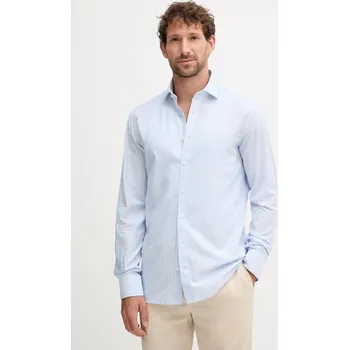 Pánská košile Bavlněná košile Hackett London pánská, modrá barva, regular, s klasickým límcem, HM3010349 50X, vel. XXL