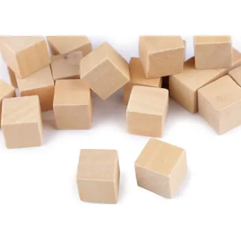 Korálek Dřevěné kostky 15x15 mm Balení: 20 ks, Varianta: 1 přírodní - 8591149561443