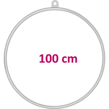 Aerial Hoop 100 cm s provazem a karabinami, stříbrný