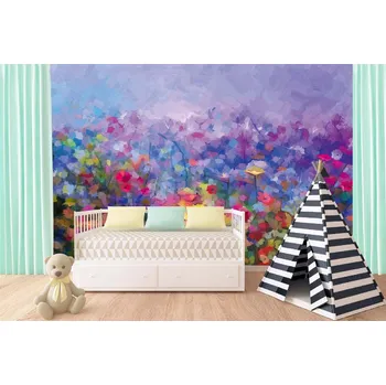 Fototapeta DIMEX | Samolepicí vliesová fototapeta na zeď Malba - Abstraktní olejomalba MA-5-2003 | 375 x 250 cm | fialová, žlutá, růžová + Samolepicí vliesová fototapeta na stěnu DIMEX Malba - Abstraktní olejomalba MA52003 v rozměru 375 x 250 cm