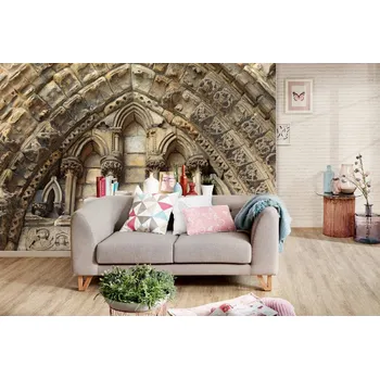 Fototapeta DIMEX | Samolepicí vliesová fototapeta na zeď Holyroodské opatství MA-5-0814 | 375 x 250 cm | bílá, béžová, žlutá, hnědá + Samolepicí vliesová fototapeta na stěnu DIMEX Holyroodské opatství MA50814 v rozměru 375 x 250 cm