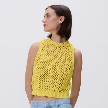 Dámské oblečení Reserved - Krátká pletená halenka - světle žlutá - 198HE-10X - 198HE-10X-L