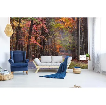 Fototapeta DIMEX | Samolepicí vliesová fototapeta na zeď Barevné stromy MA-5-1921 | 375 x 250 cm | zelená, červená, oranžová, hnědá + Samolepicí vliesová fototapeta na stěnu DIMEX Barevné stromy MA51921 v rozměru 375 x 250 cm