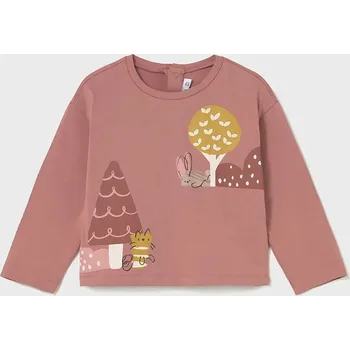 Dětské bavlněné tričko s dlouhým rukávem Mayoral 2082.4L.Baby.9BYA červená 92X, vel. 86