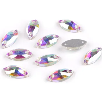 Šperk Broušené kamínky naveta našívací Balení: 63 ks, Varianta: 2 crystal AB - 8596475568449