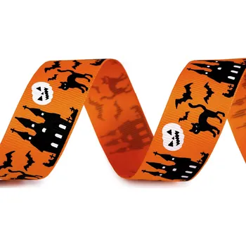 Stuha Rypsová stuha Halloween šíře 25 mm Balení: 1 m, Varianta: 4 oranžová zámek - 8596475642835