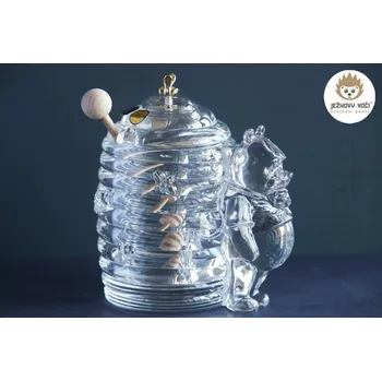Dóza na potraviny DÓZA NA MED Z OLOVNATÉHO KŘIŠŤÁLU CRYSTAL BOHEMIA - ÚL S VČELOU A MEDVÍDKEM
