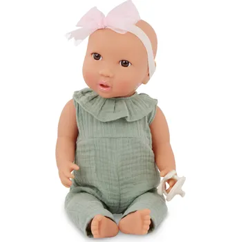 LullaBaby Panenka 35 cm v overalu s čelenkou