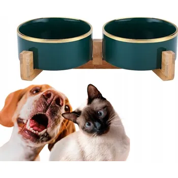 Miska pro psa Sada dvou keramických misek Emes zelená 0,8 l