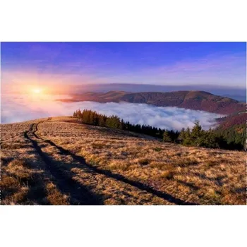 Fototapeta DIMEX | Samolepicí vliesová fototapeta na zeď Svítání na horách MA-5-0063 | 375 x 250 cm | modrá, bílá, žlutá, hnědá + Samolepicí vliesová fototapeta na stěnu DIMEX Svítání na horách MA50063 v rozměru 375 x 250 cm