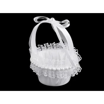 Svatební dekorace Svatební saténový košíček pro družičky mini Balení: 1 ks, Varianta: bílá - 8596475497282