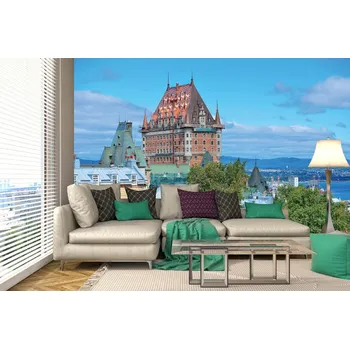 Fototapeta DIMEX | Samolepicí vliesová fototapeta na zeď Městské panoráma MA-5-1113 | 375 x 250 cm | zelená, modrá, béžová, hnědá + Samolepicí vliesová fototapeta na stěnu DIMEX Městské panoráma MA51113 v rozměru 375 x 250 cm