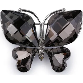 Brož Brož s broušenými kamínky motýl Balení: 1 ks, Varianta: 2 antracit stříbrná - 8596475622448
