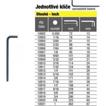 Klíč BONDHUS L.-klíč .050 inch 10902