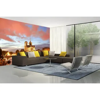 Fototapeta DIMEX | Samolepicí vliesová fototapeta na zeď Pařížský večer MA-5-1043 | 375 x 250 cm | modrá, žlutá, oranžová, hnědá + Samolepicí vliesová fototapeta na stěnu DIMEX Pařížský večer MA51043 v rozměru 375 x 250 cm