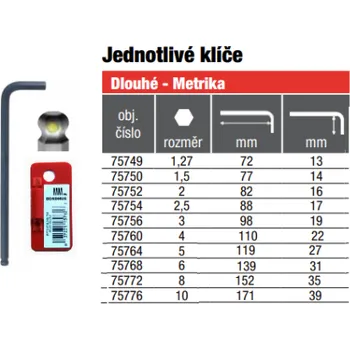 Klíč BONDHUS L-klíč 1.5mm PROHOLD 75750