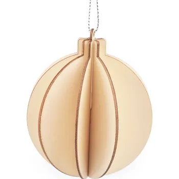 Vánoce Vánoční dřevěné ozdoby skládací baňka, zvonek, anděl Balení: 1 ks, Varianta: 2 přírodní baňka - 8596475518802