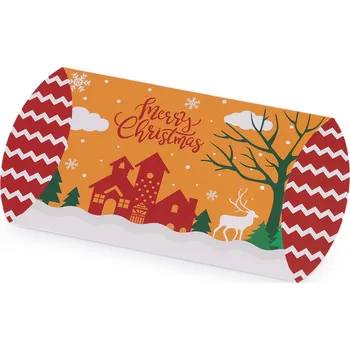 Vánoce Vánoční dárková krabička sob, Mikuláš, sněhulák, perníček, kostelík Balení: 12 ks, Varianta: 2 oranžová krajina - 8596475405447