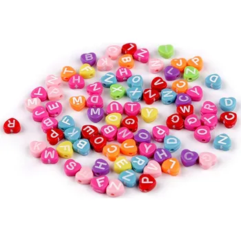 Korálek Plastové korálky s písmeny srdce Ø7 mm Balení: 10 g, Varianta: 2 mix - 8596475566667