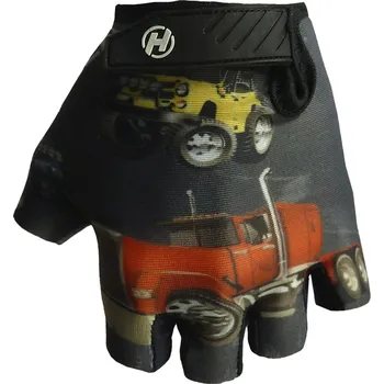 Cyklistické rukavice HAVEN Cyklistické rukavice krátkoprsté - DREAM KIDS - černá/žlutá/červená 1 (4-5Y)