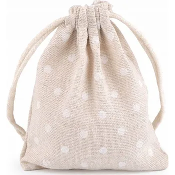 Obraz Dárkový lněný pytlík 10x13 cm s puntíky