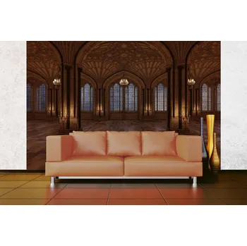 Fototapeta DIMEX | Samolepicí vliesová fototapeta na zeď Taneční sál osvětlený svíčkami MA-5-0882 | 375 x 250 cm | hnědá + Samolepicí vliesová fototapeta na stěnu DIMEX Taneční sál osvětlený svíčkami MA50882 v rozměru 375 x 250 cm