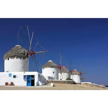 Fototapeta DIMEX | Samolepicí vliesová fototapeta na zeď Větrný mlýn MA-5-0208 | 375 x 250 cm | modrá, bílá, šedá + Samolepicí vliesová fototapeta na stěnu DIMEX Větrný mlýn MA50208 v rozměru 375 x 250 cm
