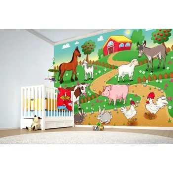 Fototapeta DIMEX | Samolepicí vliesová fototapeta na zeď Farma MA-5-1409 | 375 x 250 cm | zelená, modrá, oranžová + Samolepicí vliesová fototapeta na stěnu DIMEX Farma MA51409 v rozměru 375 x 250 cm