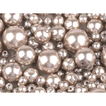 Šperk Skleněné voskové perly mix velikostí Ø4-12 mm Balení: 50 g, Varianta: 14A hnědá světlá - 8596475076265