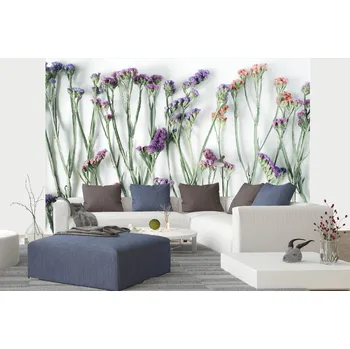 Fototapeta DIMEX | Samolepicí vliesová fototapeta na zeď Sušené květy MA-5-1325 | 375 x 250 cm | zelená, bílá, fialová, růžová + Samolepicí vliesová fototapeta na stěnu DIMEX Sušené květy MA51325 v rozměru 375 x 250 cm