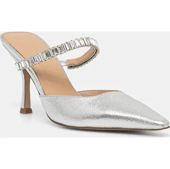 Dámské pantofle Kožené pantofle Steve Madden Brecki-R dámské, stříbrná barva, na podpatku, 11003897 11003897.047 SLV, EUR 36