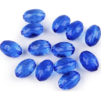 Módní doplněk Plastové korálky ploškované olivy 10x15 mm Balení: 10 g, Varianta: 6 modrá - 8596475280549