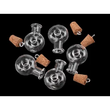 Korálek Skleněný přívěsek lahvička s korkem 20x28 mm Balení: 1 lahv., Varianta: transparent - 8596475205672