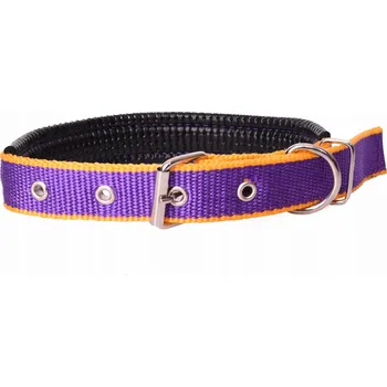 Obojek pro psa Pohodlný obojek pro psa, látkový, NASTAVITELNÝ, Komfortní | Fialovo-žlutý S