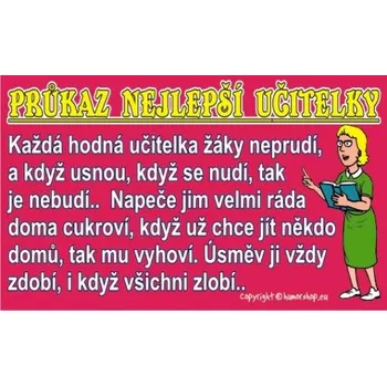 Žertovný předmět Průkaz Průkaz nejlepší učitelky