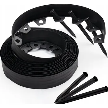 Zahradní obrubník Zahradní lem trávníku z plast 10 m x 6 cm černá + kotvy