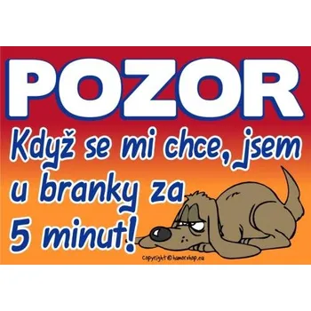 Žertovný předmět Certifikát Pozor Když se mi chce, jsem u branky