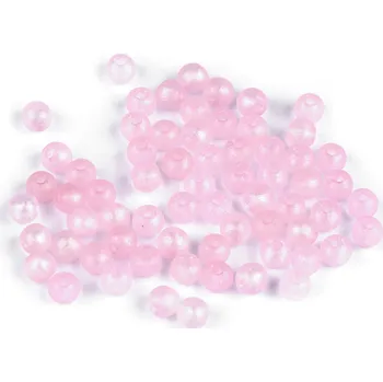 Módní doplněk Plastové korálky perleťový AB frost efekt Ø6 mm Balení: 20 g, Varianta: 2 růžová sv. AB - 8596475372893