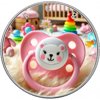 U.S. Mint Stříbrná mince 1oz kolorovaná - Přání k narození dítěte holka 31,1 g