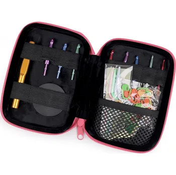 Galanterie Sada háčků s vyměnitelnými koncovkami a pomůckami v pouzdře Balení: 1 sada, Varianta: pink - 8596475404730